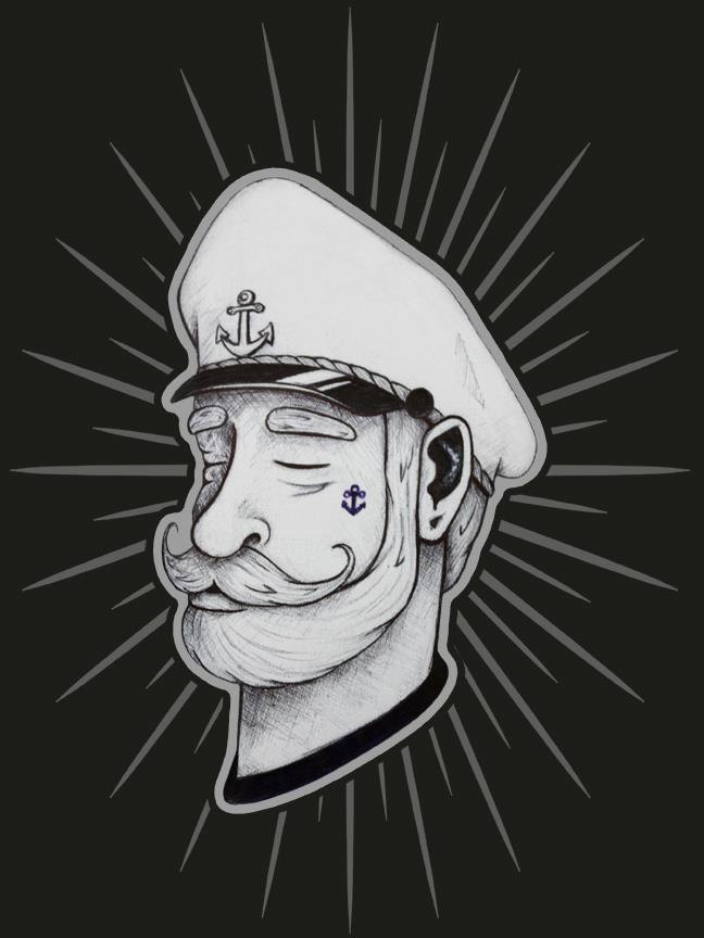 648x864 The Old Sea Captain - Sea Captain Drawing