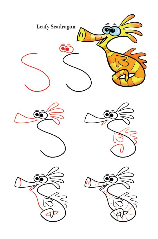600x907 drawing sea animals with numbers letters shop harptoons - Sea Creatures Drawing