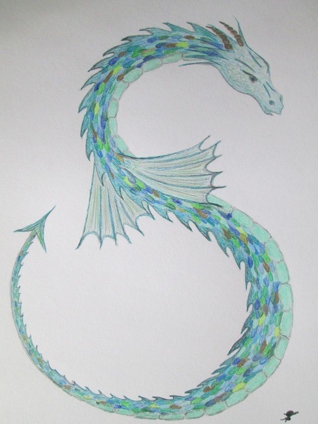 642x856 sea dragon drawing folksy finds - Sea Dragon Drawing