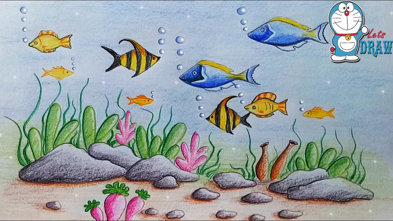 1280x720 How To Draw Scenery Of Ocean Bottom Step - Sea Drawing