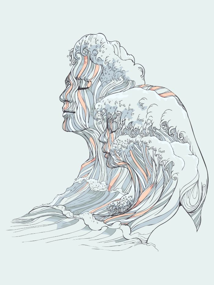 700x933 Psychedelic Drawings Of Imaginary Lovers Formed - Sea Drawing