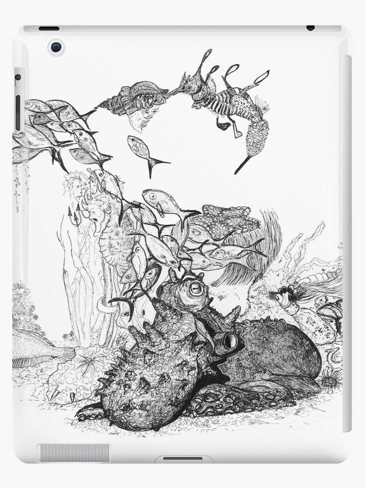 750x1000 The Little Mermaid Sea Floor Octopus Ipad Cases Skins - Sea Floor Drawing