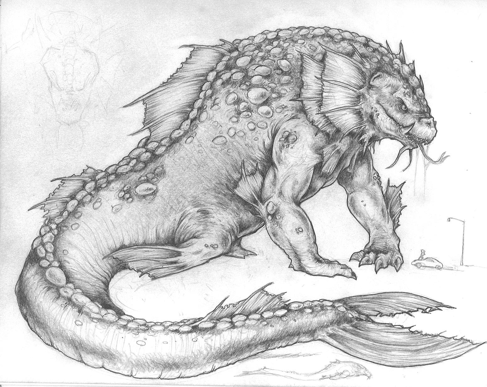 1552x1232 Drawing Of Some Sea Monster - Sea Monster Drawing