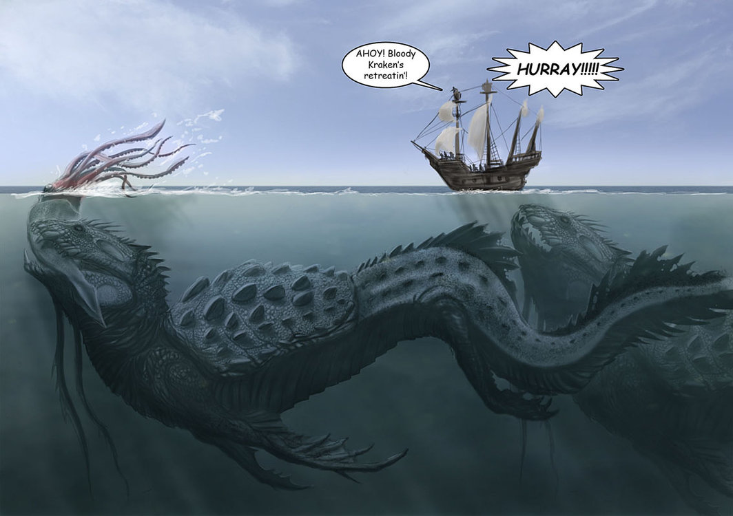1064x750 Giant Sea Monster Drawing - Sea Monster Drawing