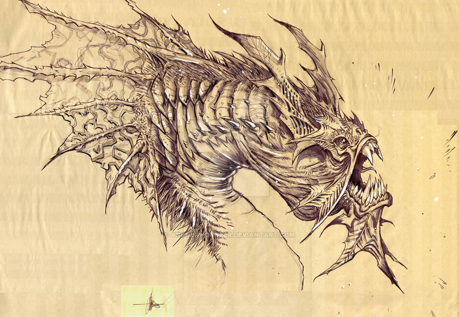 900x623 Sea Monster - Sea Monster Drawing