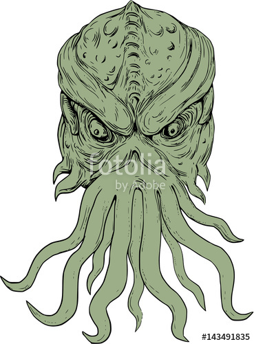 369x500 subterranean sea monster head drawing stock image and royalty - Sea Monster Drawing