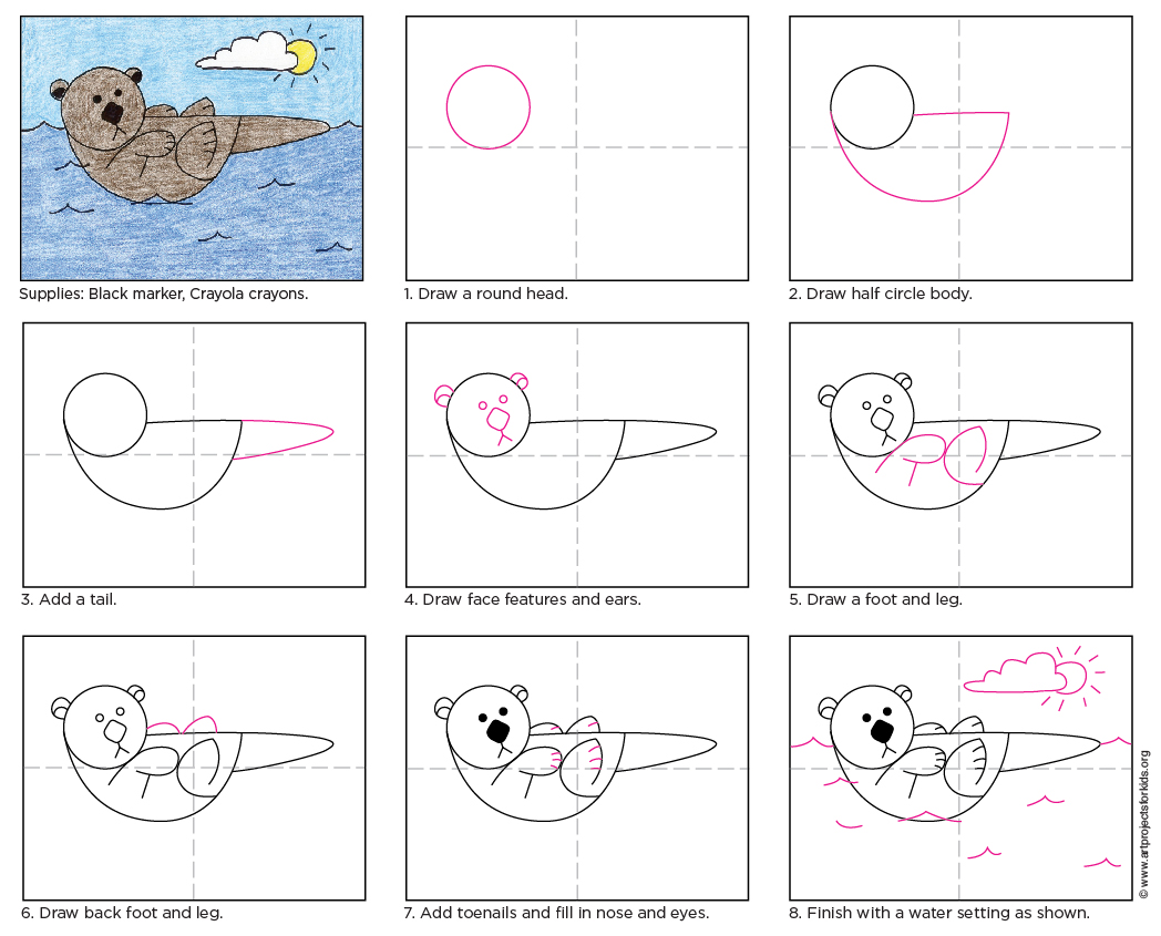 1048x845 Draw A Sea Otter Art Projects For Kids - Sea Otter Drawing