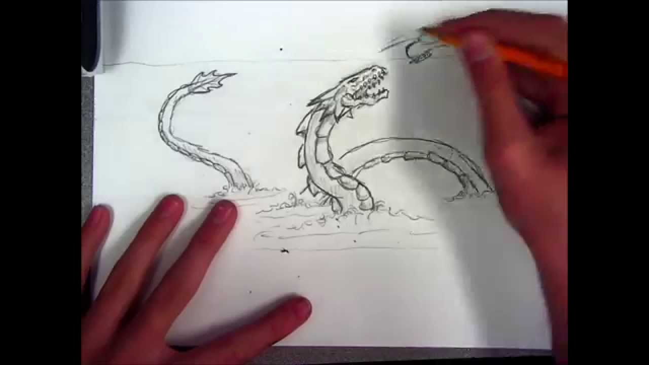 1280x720 how to draw a sea serpent - Sea Serpent Drawing