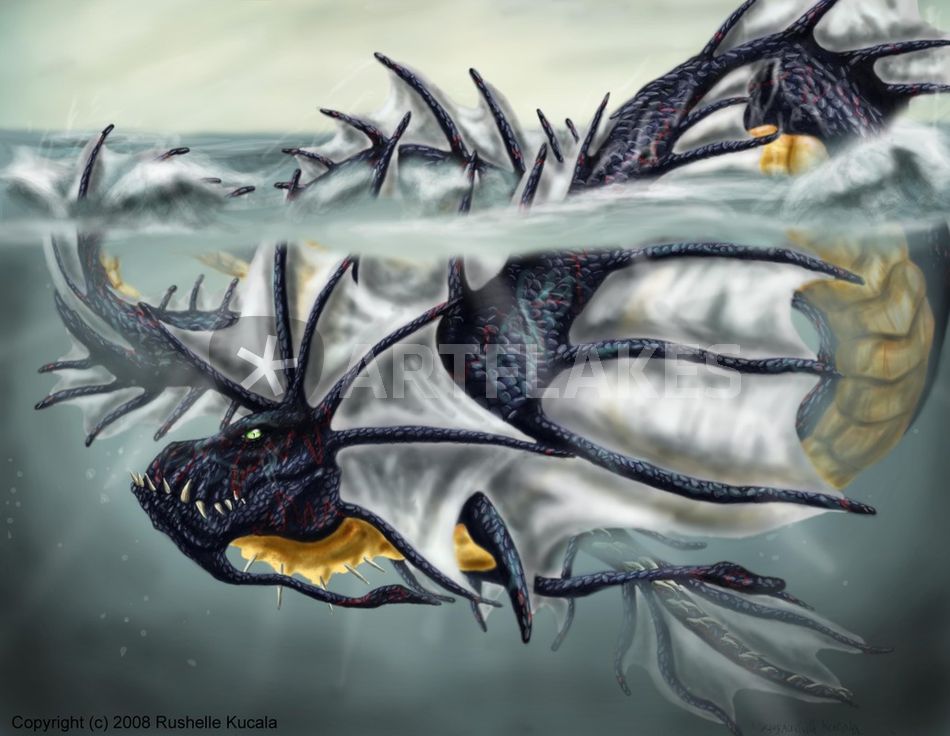 950x736 sea serpent drawing art prints and posters - Sea Serpent Drawing