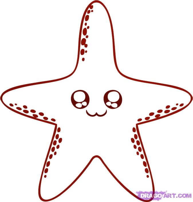 674x706 How To Draw A Starfish, Step - Sea Star Drawing
