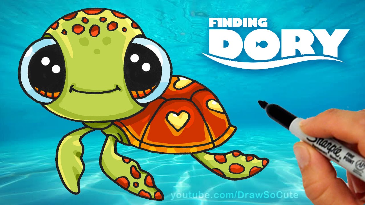 1280x720 How To Draw Squirt From Finding Dory Step - Sea Turtle Cartoon Drawing