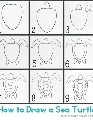 300x386 how to draw a sea turtle blog art painting in sea turtle - Sea Turtle Drawing For Kids