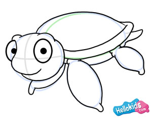 300x233 How To Draw How To Draw A Sea Turtle - Sea Turtle Drawing For Kids
