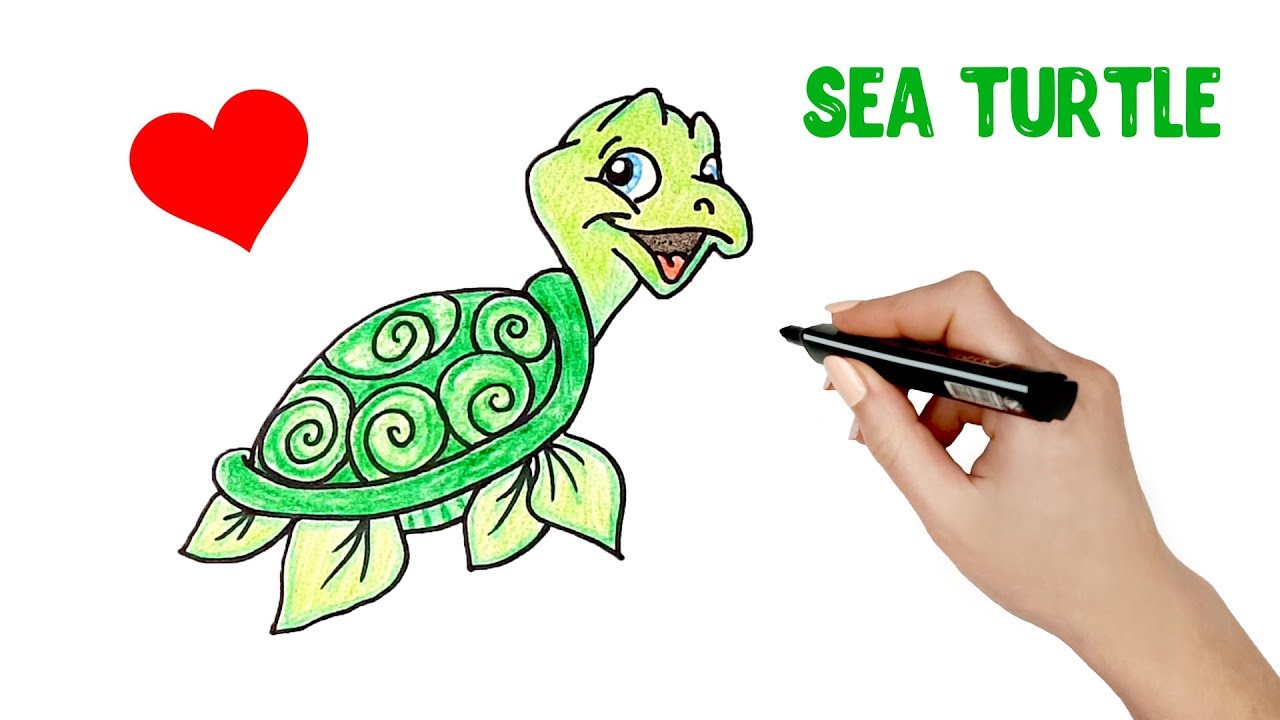 1280x720 how to draw turtle coloring pages sea turtle painting - Sea Turtle Drawing For Kids