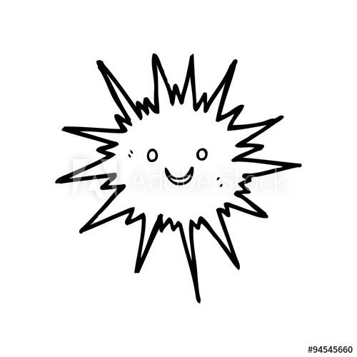 500x500 Line Drawing Cartoon Sea Urchin - Sea Urchin Drawing