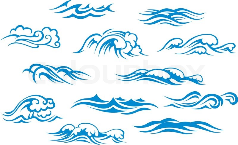 800x489 ocean and sea waves stock vector colourbox - Sea Waves Drawing