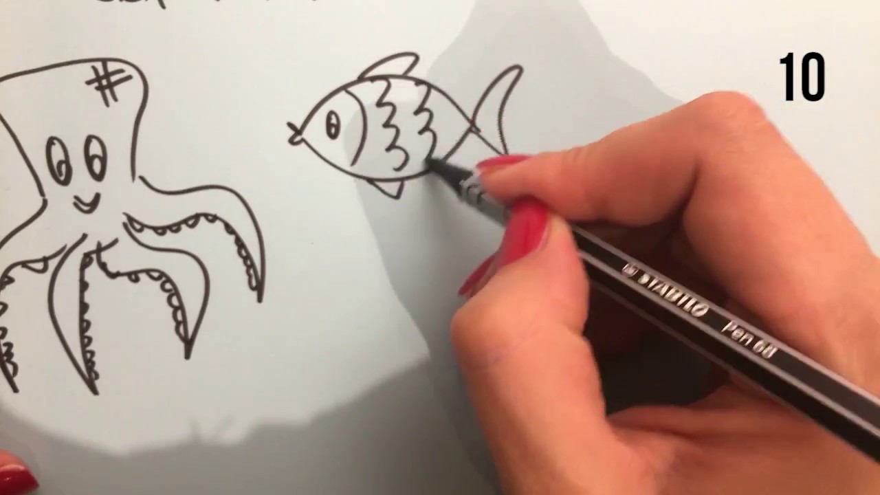 1280x720 How To Draw In Less Then Moves - Sea World Drawing