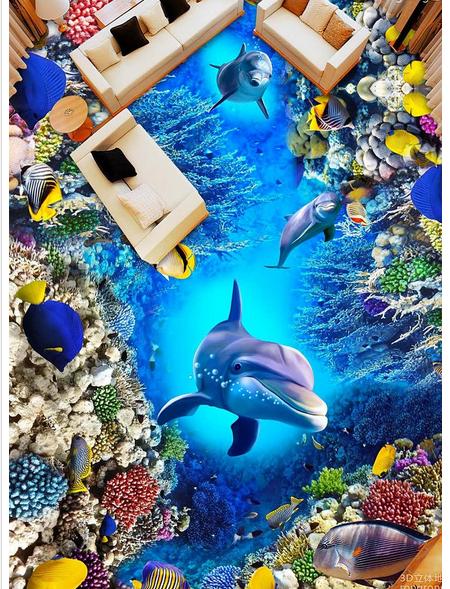 450x589 customized photo wallpaper sea world dolphin corals d drawing - Sea World Drawing