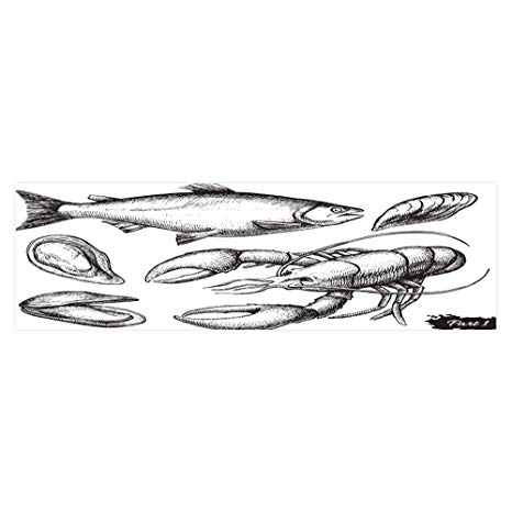 466x466 dragonhome aquarium sticker vector drawn seafood set - Seafood Drawing