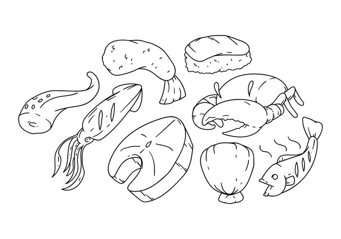 700x490 free hand drawing seafood icon vector - Seafood Drawing