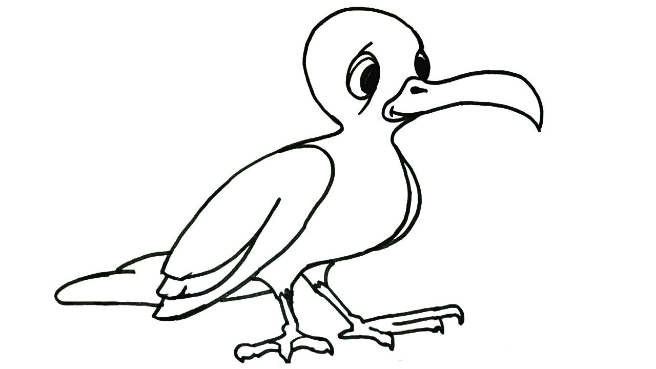1280x720 How To Draw A Seagull How To Draw Birds Drawing Easy Step - Seagull Cartoon Drawing