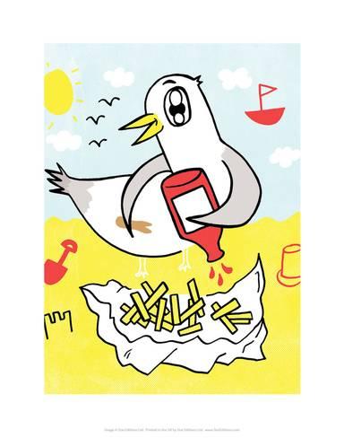 384x488 Seagull And Chips - Seagull Cartoon Drawing