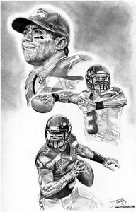192x300 Russell Wilson Of Seattle Seahawks Sketch Art Poster Drawing Ebay - Seahawks Drawing