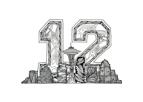 570x407 Seattle Seahawks Man Zentangle - Seahawks Drawing