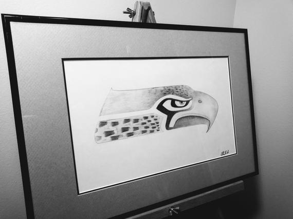 570x427 Seattle Seahawks Drawing Print Etsy - Seahawks Drawing