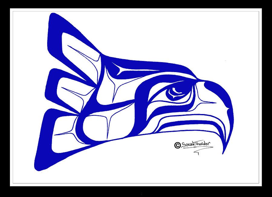 900x653 salish seahawks logo drawing - Seahawks Logo Drawing