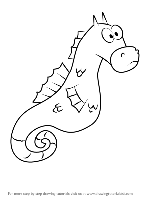 566x800 learn how to draw mystery the seahorse from spongebob squarepants - Seahorse Cartoon Drawing