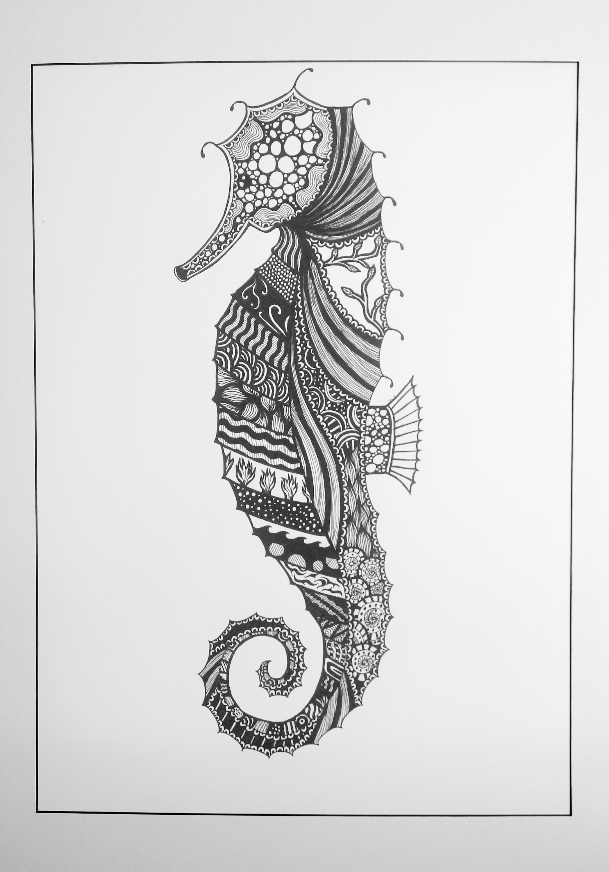 2095x3000 intricate seahorse drawing etsy - Seahorse Drawing