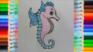 300x168 How To Draw A Seahorse Cute And Easy Step - Seahorse Drawing Easy