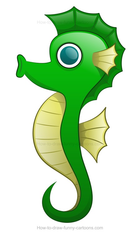 450x756 How To Draw A Cartoon Seahorse - Seahorse Drawing Easy