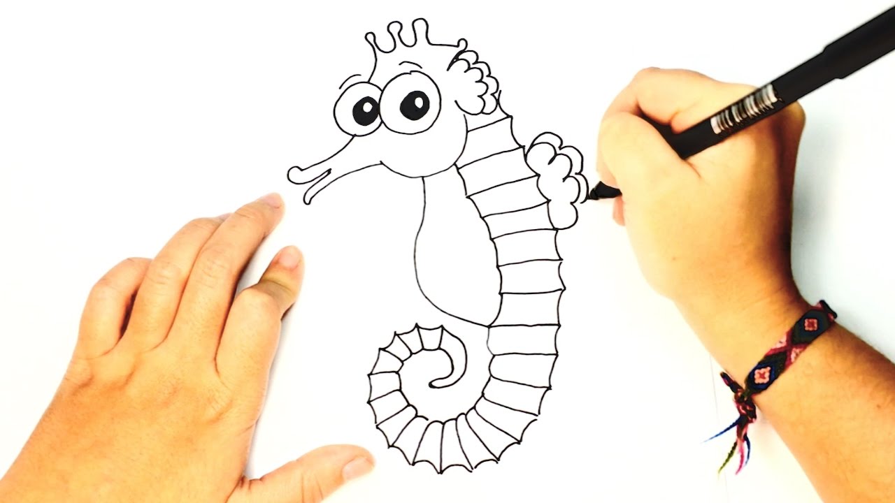 1280x720 How To Draw A Seahorse For Kids Sea Horse Easy Draw Tutorial - Seahorse Drawing Easy
