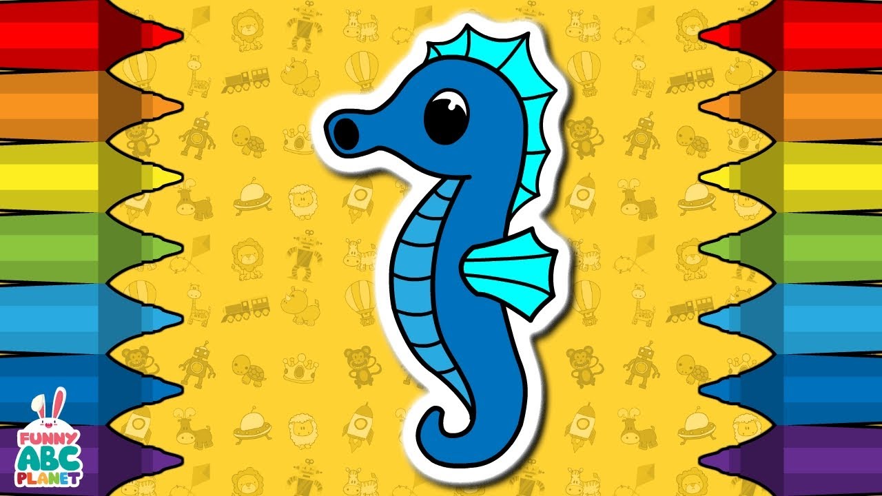 1280x720 How To Draw A Seahorse Drawing, Coloring And Animation Step - Seahorse Drawing For Kids