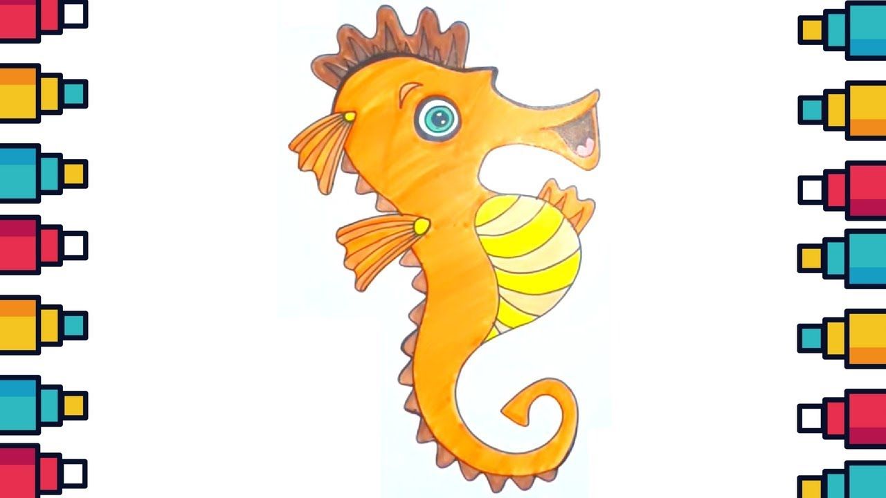 1280x720 How To Draw Seahorse For Kids Step - Seahorse Drawing For Kids
