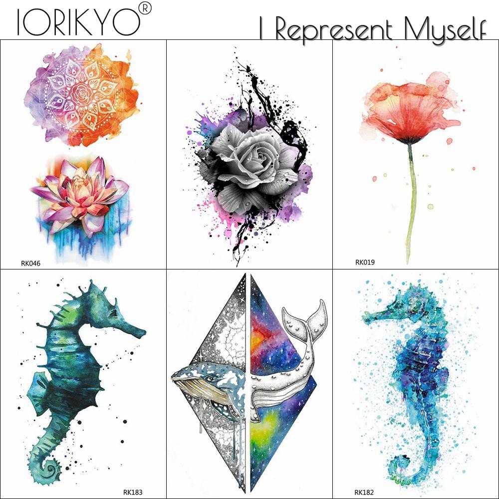 1000x1000 Iorikyo Women Flash Temporary Tattoo Stickers Body Art Drawing Arm - Seahorse Drawing For Kids