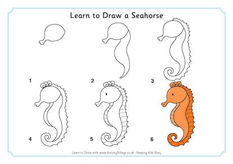 460x325 Learn To Draw A Seahorse Lesson Ideas In Drawings - Seahorse Drawing For Kids