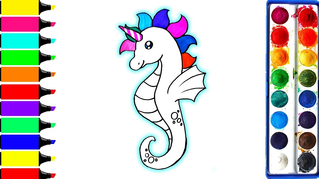 1280x720 Seahorse Coloring Pages Art Colors For Kids Draw Cute Sea - Seahorse Drawing For Kids