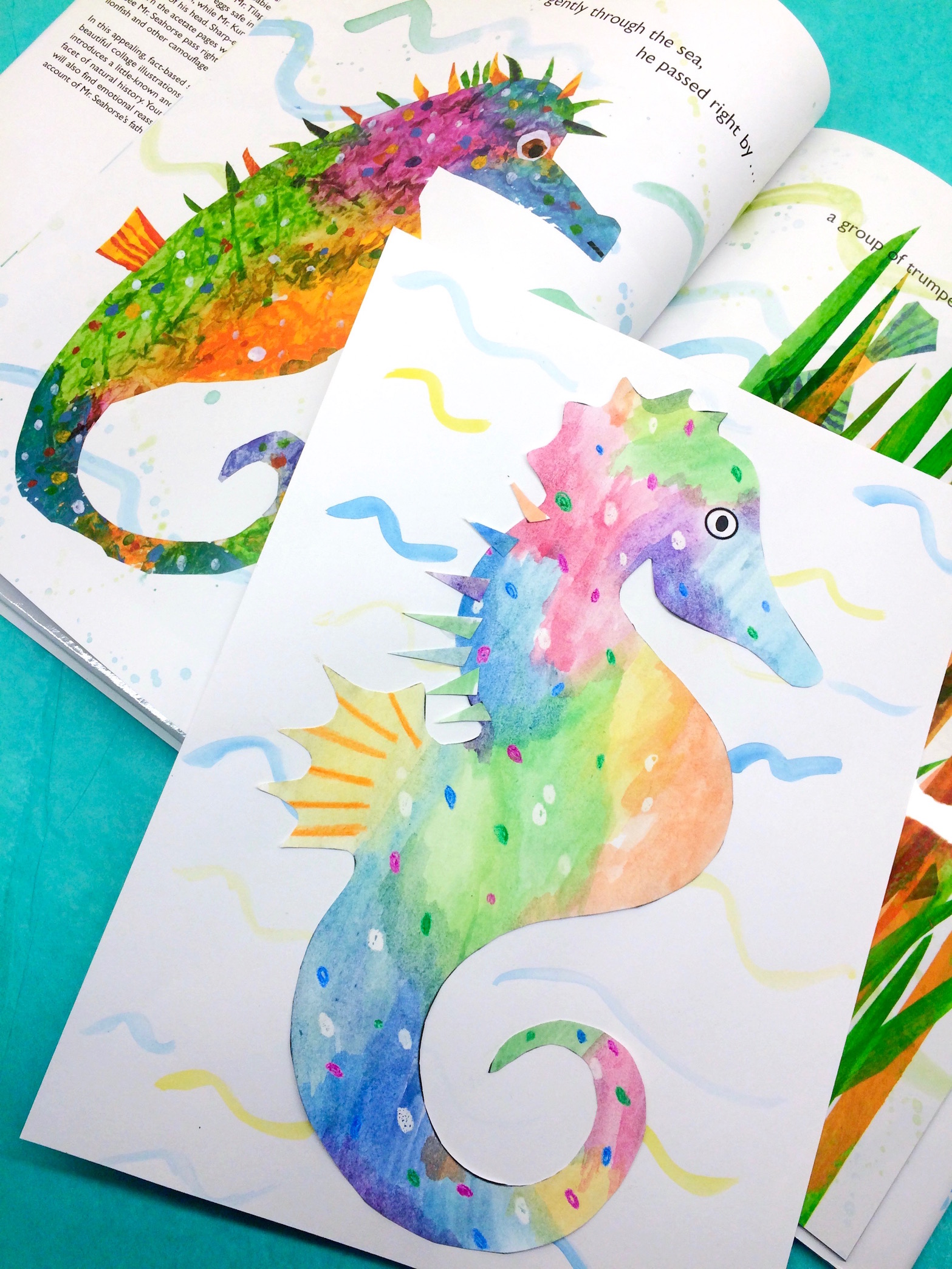 1567x2089 Eric Carle Inspired Watercolor Seahorse Collage - Seahorse Drawing For Kids