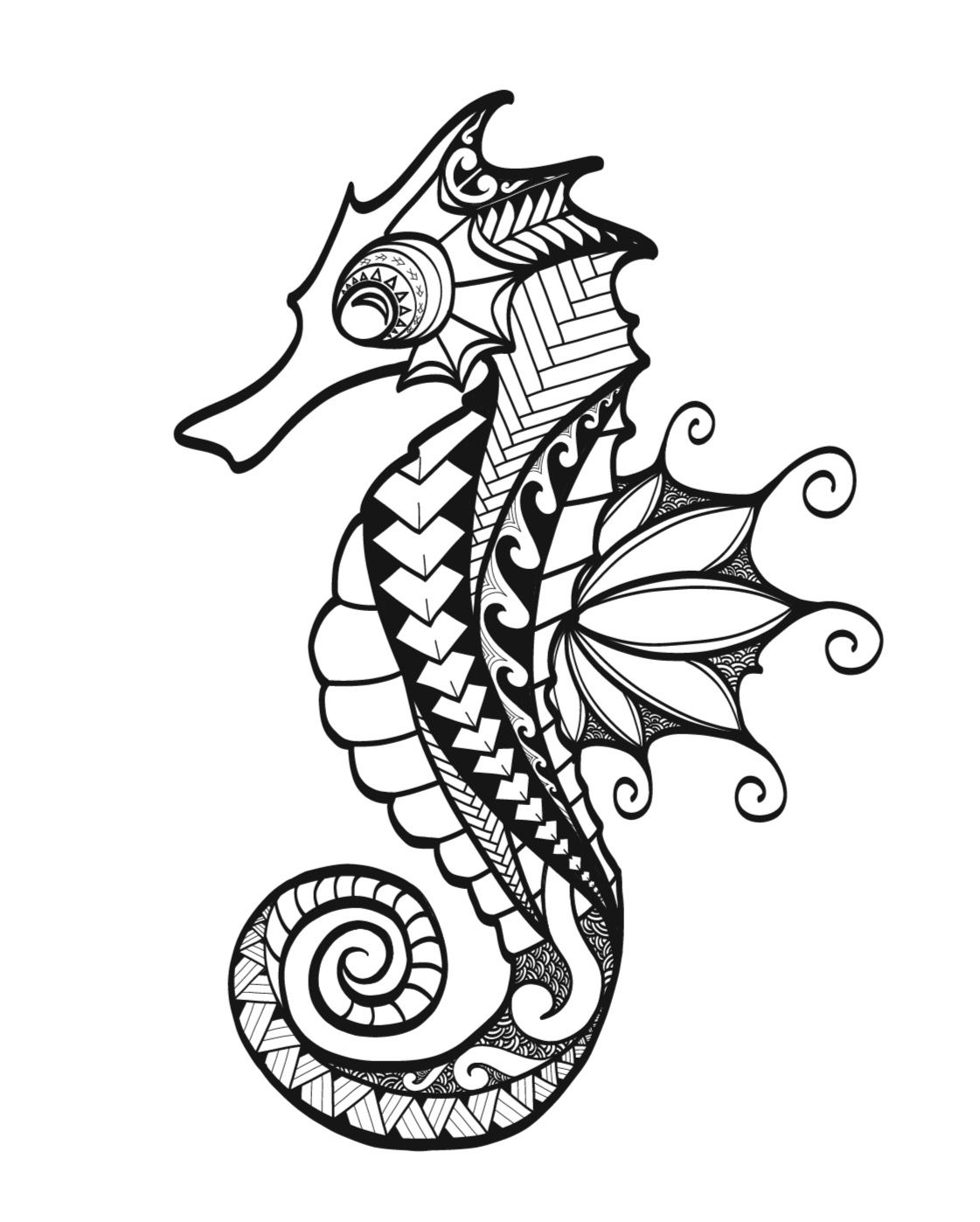 Creative Seahorse Drawing Sketch for Kids