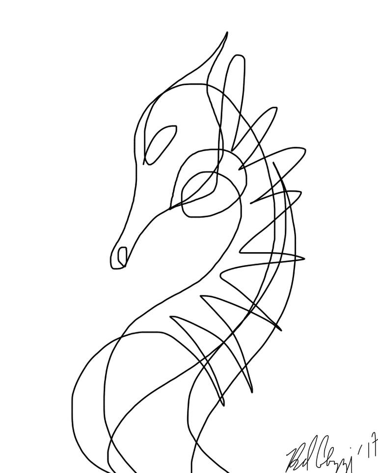 770x962 One Line Seahorse - Seahorse Line Drawing