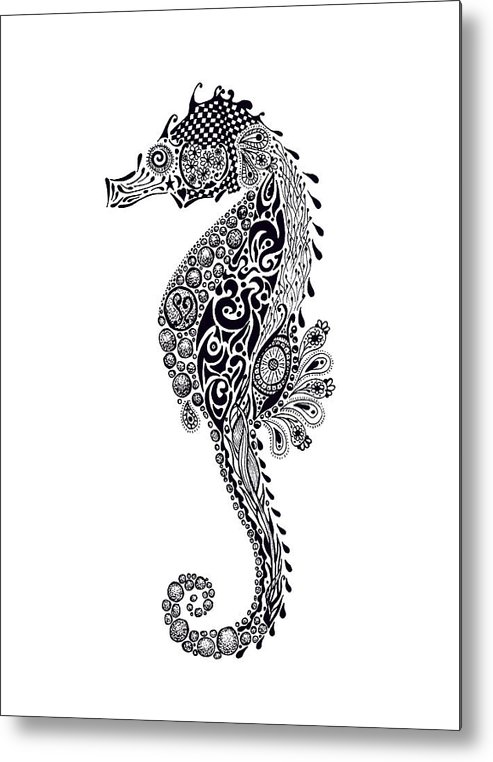 493x762 Seahorse Metal Print - Seahorse Line Drawing