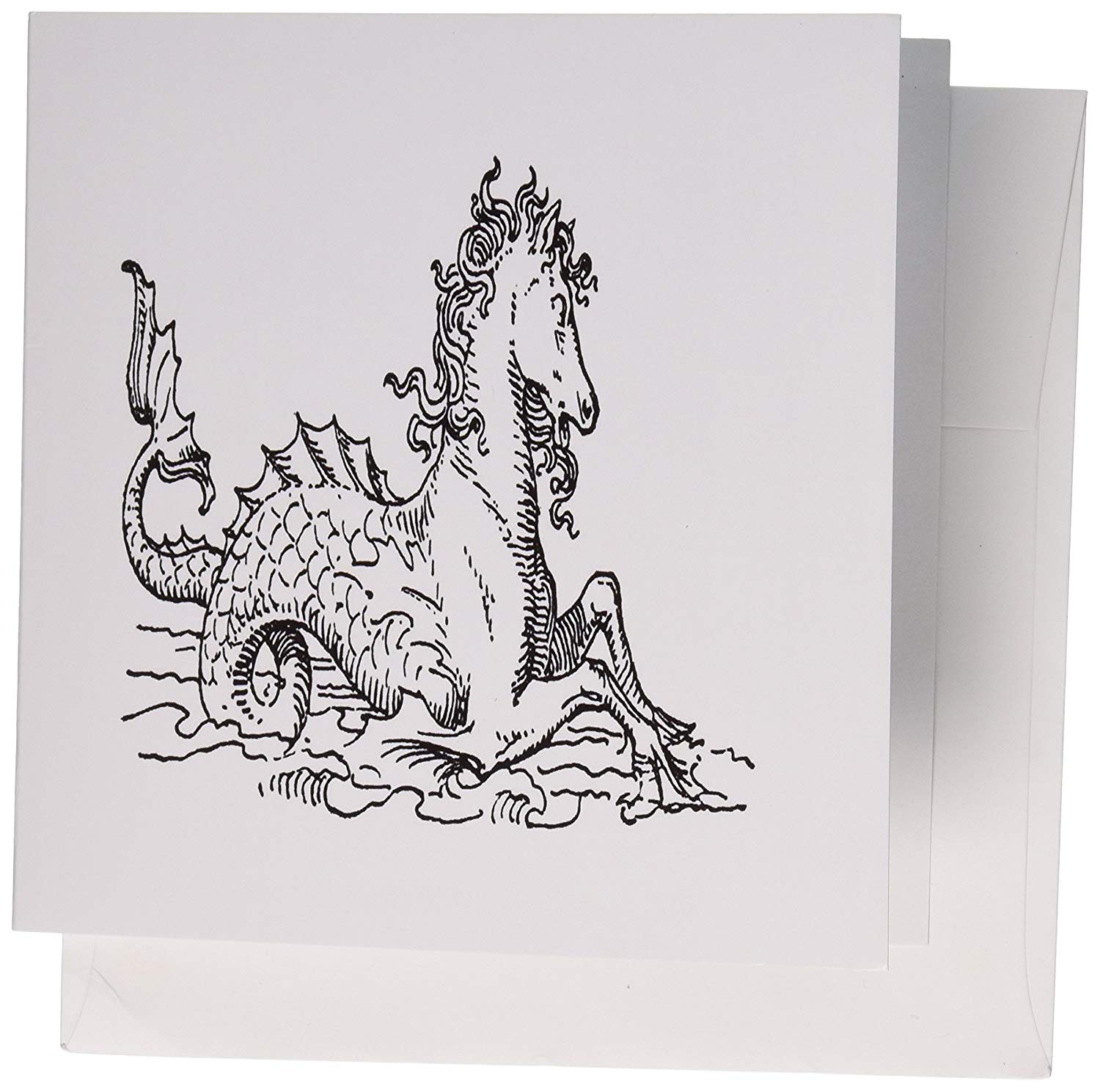 1500x1489 Image Of Line Drawing Of Mythical Seahorse - Seahorse Line Drawing