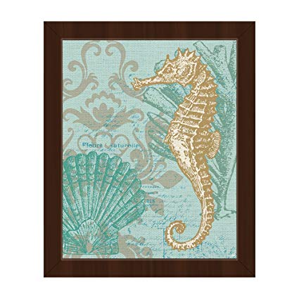 425x425 damask seahorse light green seahorse scallop seashell - Seahorse Line Drawing