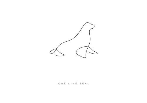 500x349 happy seal one line easy draw tiny tattoo animal sketch tattoo - Seal Line Drawing