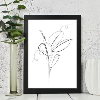 350x350 Rubber Plant Tree Line Drawing Print - Seal Line Drawing