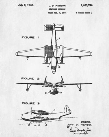 384x480 seaplane sponson patent print flying boat aircraft pilot poster - Seaplane Drawing