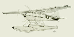 300x151 cessna on floats drawing - Seaplane Drawing
